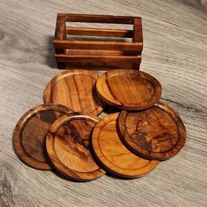 GUC Vintage Wooden Coaster Set of 6